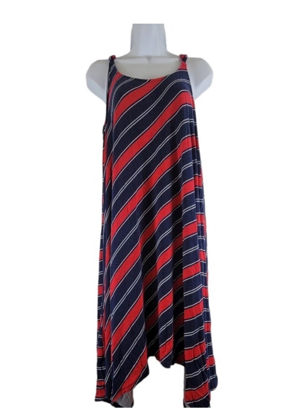 Torrid - Size 4 - Navy and Red Striped Jersey Hanky Trapeze Dress
